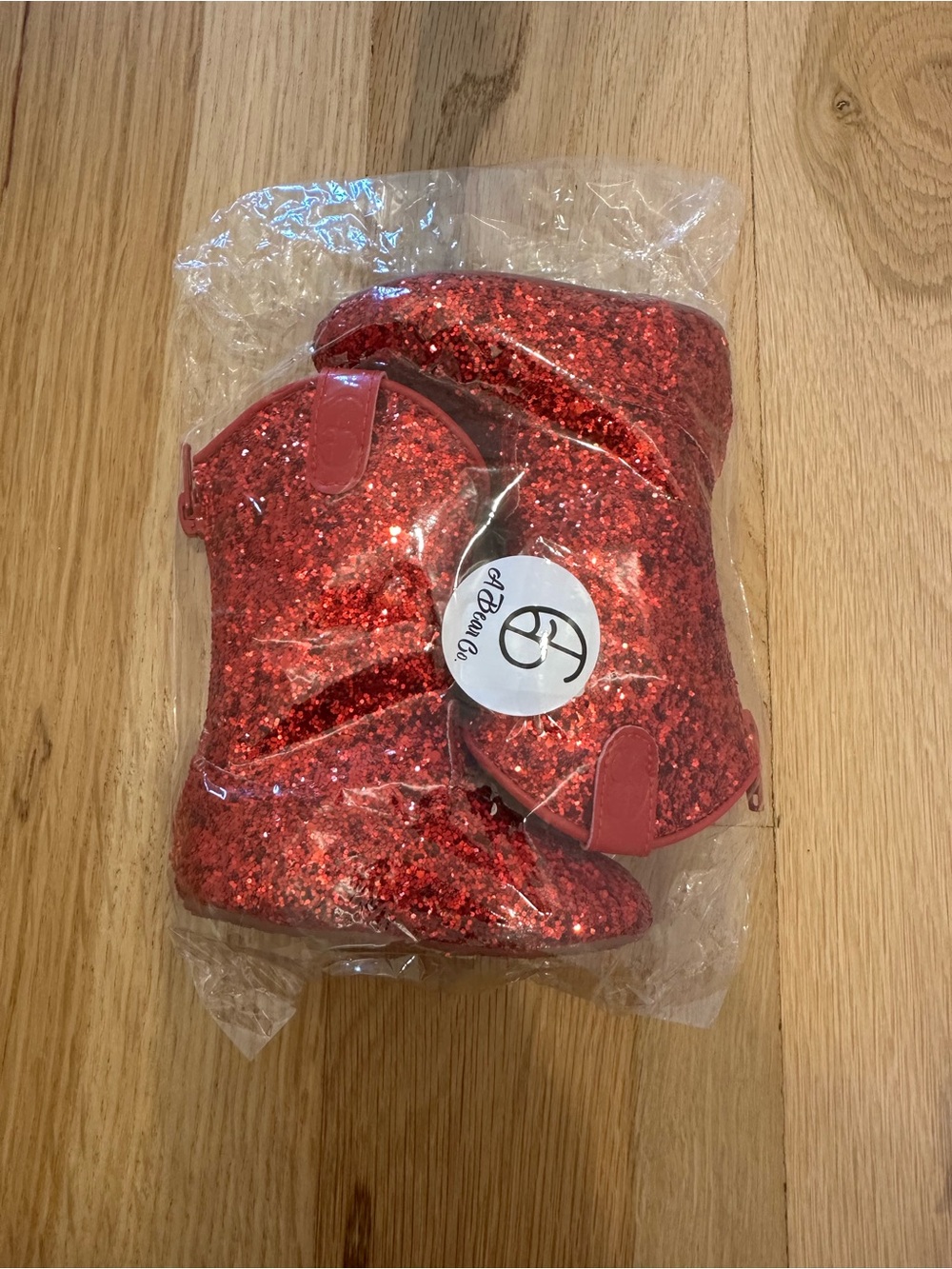 NEW NEVER OPENED -Red Glitter Baby Girl Cowgirl Boots - A Bear Co